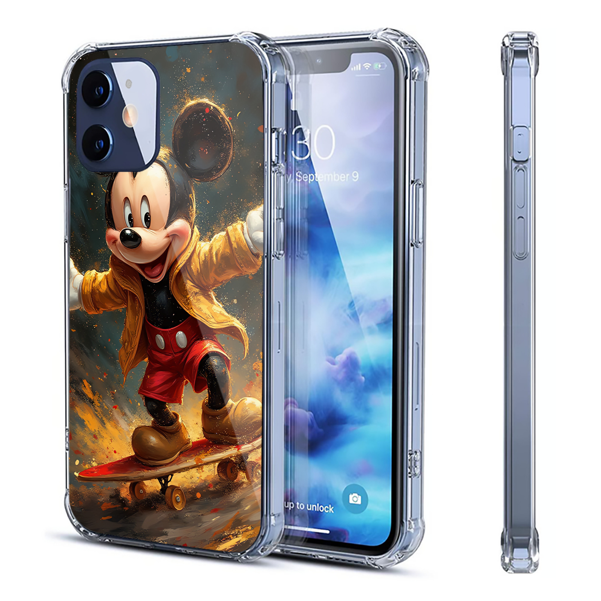 （画像用） ミッキーマウス Mickey Mouse 【iPhone 12シリーズ対応】透明スマホケース（クリアソフトケース）